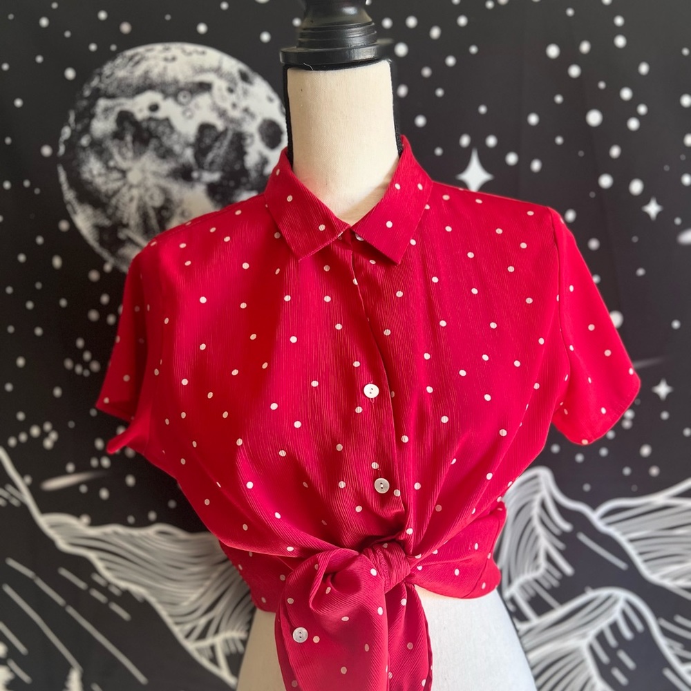 Vintage Red Polka Dot Top